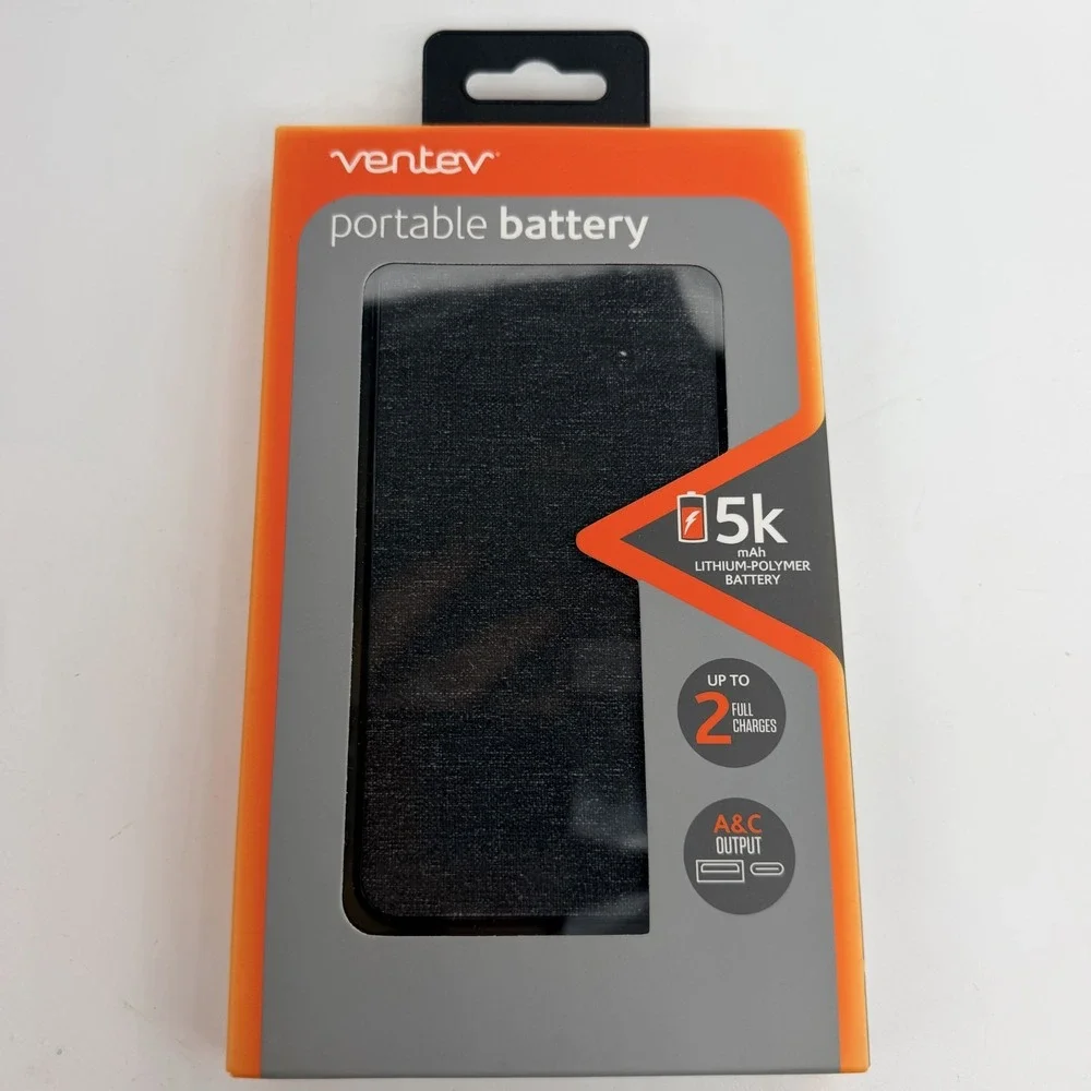 Ventev Black 5k mAh Lithium-polymer Portable Battery Portable Battery/Power Bank